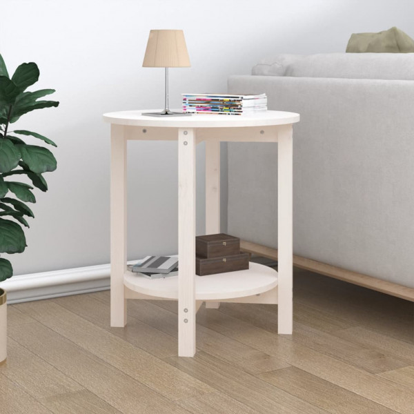 Mesa de centro em madeira maciça de pinho branco Ø55x60 cm D