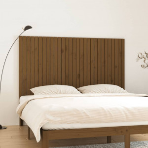 Cabecero cama pared madera maciza pino marrón miel 185x3x110 cm D