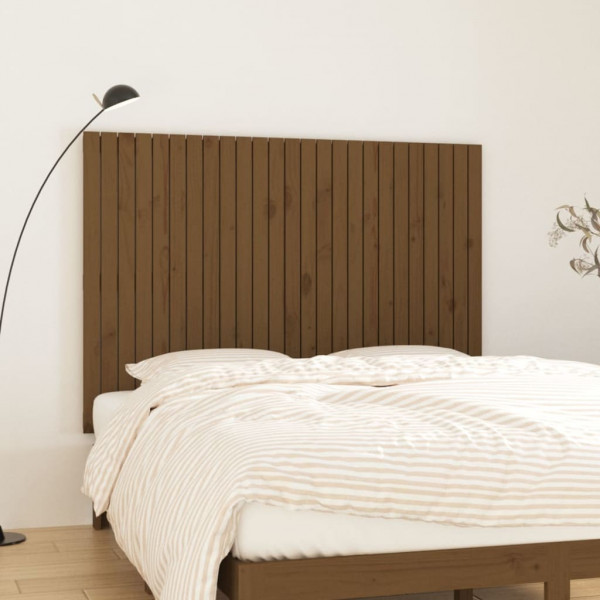 Cabeça de cama parede madeira maciça marrom mel 159.5x3x110 cm D