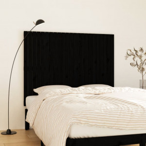 Cabecero de cama pared madera maciza pino negro 146.5x3x110 cm D
