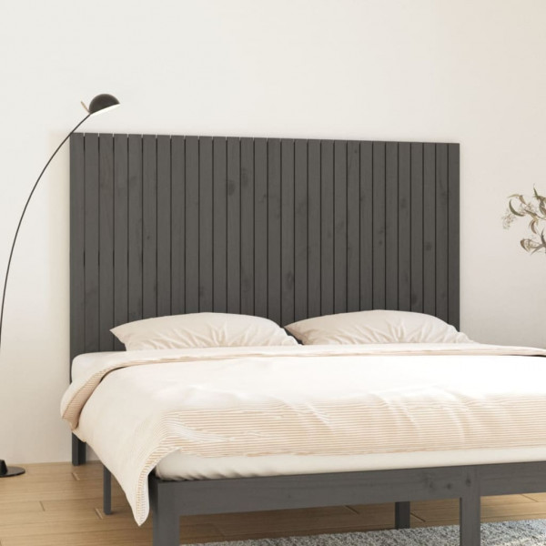 Cabeceira de cama de parede em madeira maciça de pinho cinza 185x3x110 cm D