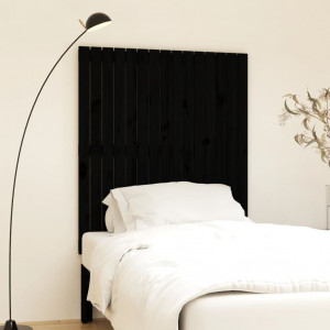 Cabecero de cama pared madera maciza pino negro 95.5x3x110 cm D