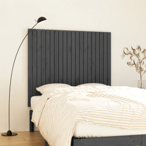 Cabecero de cama de pared madera maciza pino gris 127.5x3x110cm D