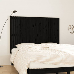 Cabecero de cama pared madera maciza pino negro 159.5x3x110 cm D
