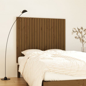 Cabecero cama pared madera maciza pino marrón 127.5x3x110cm D
