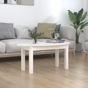 Mesa de centro de madera maciza de pino blanco 80x40x35 cm D