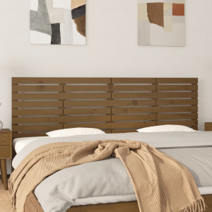 Cabecero cama pared madera maciza pino marrón miel 166x3x63 cm D