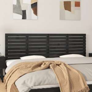 Cabecero de cama de pared madera maciza pino negro 186x3x63 cm D