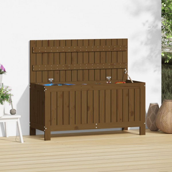 Caja de almacenaje jardín madera pino marrón miel 108x42.5x54cm D