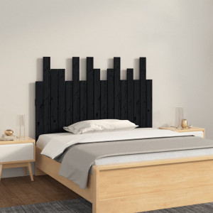 Cabecero de cama de pared madera maciza pino negro 108x3x80 cm D