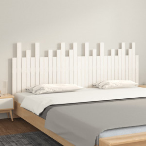 Cabecero de cama de pared madera maciza pino blanco 204x3x80 cm D