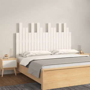 Cabecero de cama pared madera maciza pino blanco 127.5x3x80 cm D