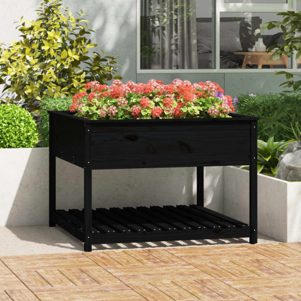 Jardim com estante madeira maciça pinho preto 111.5x111.5x81cm D