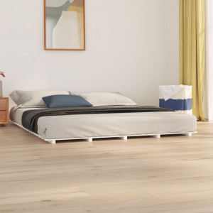 Estructura de cama de madera maciza de pino blanco 200x200 cm D