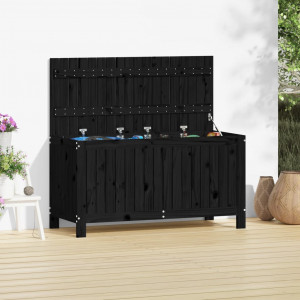 Caja de almacenaje jardín madera de pino negro 115x49x60 cm D