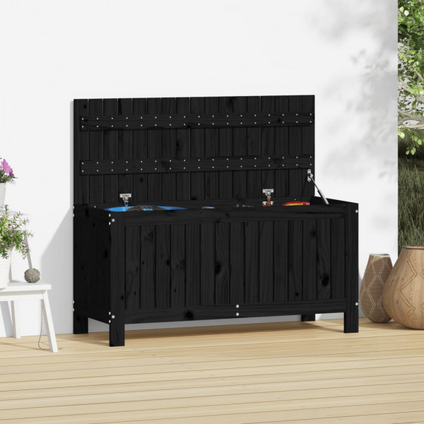 Caixa de armazenamento jardim madeira de pinho preto 108x42.5x54 cm D