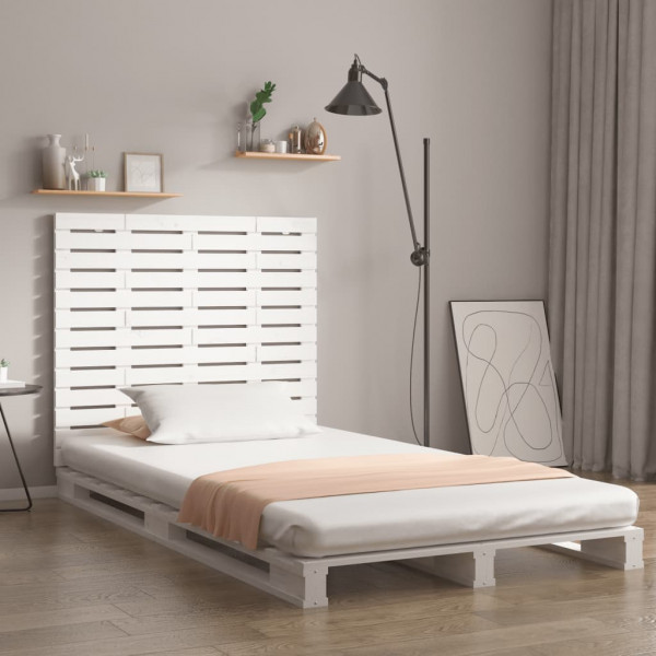 Cabeçalho cama de parede madeira maciça pinho branco 106x3x91.5 cm D