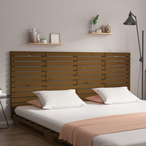 Cabecero cama pared madera maciza pino marrón miel 186x3x91.5cm D
