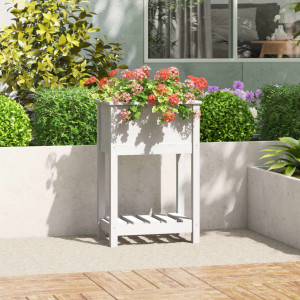 Jardinera de madera maciza de pino blanco 54x34.5x81 cm D