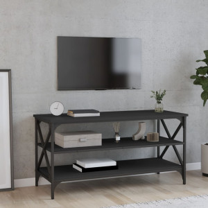 Mueble para TV madera contrachapada negro 100x40x50 cm D