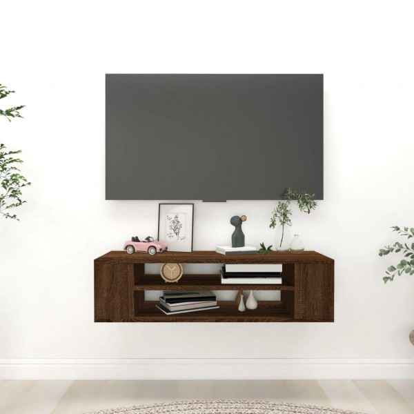 Mueble de TV colgante madera marrón roble 100x30x26.5 cm D