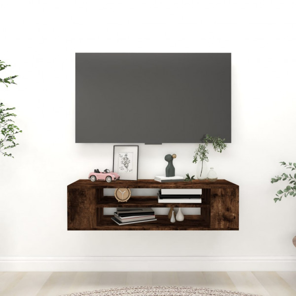 Mueble de TV colgante madera roble ahumado 100x30x26.5 cm D