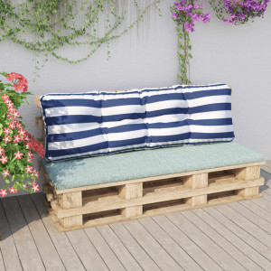 Cojín de sofá de palets tela a rayas azul y blanco 120x40x12 cm D