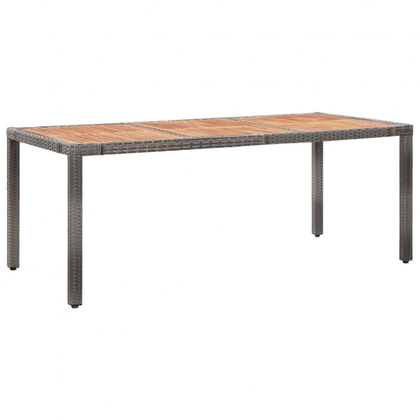 Mesa de jardín madera acacia ratán sintético gris 190x90x75 cm D