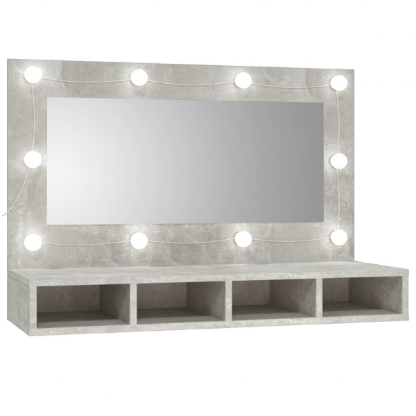 Móveis concreto cinza com espelho e LED 90x31,5x62 cm D