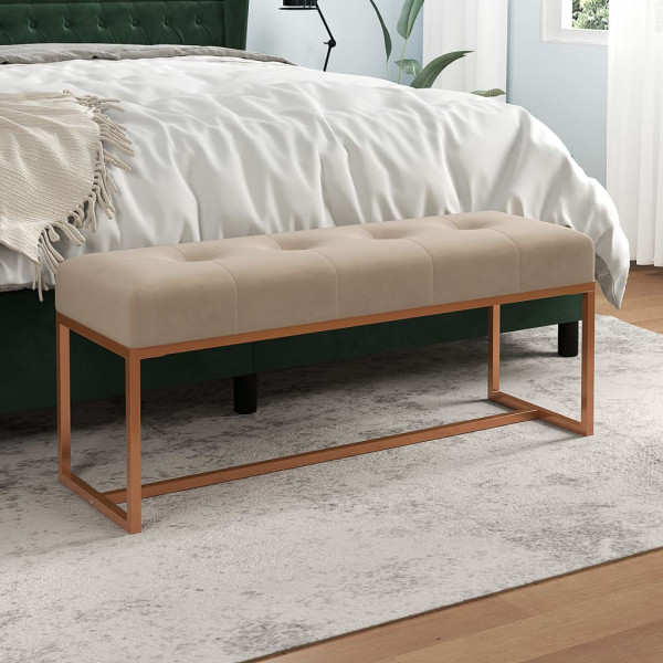 Banco de terciopelo beige 110x36x45 cm D