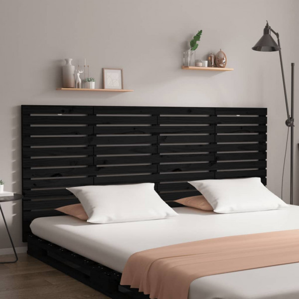 Cabeça de cama de parede madeira maciça pinho preto 186x3x91.5cm D