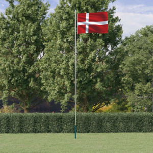 Mástil y bandera de Dinamarca aluminio 6.23 m D
