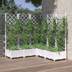 Jardinera con enrejado PP blanco 120x120x121.5 cm D