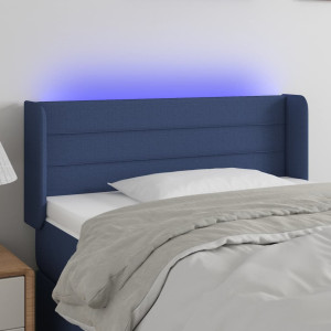 Cabecero con LED de tela azul 93x16x78/88 cm D