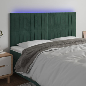 Cabeceira com luzes LED veludo verde escuro 180x5x118/128 cm D