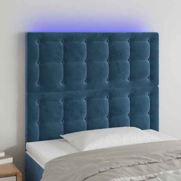 Cabecero con luces LED terciopelo azul oscuro 80x5x118/128 cm D