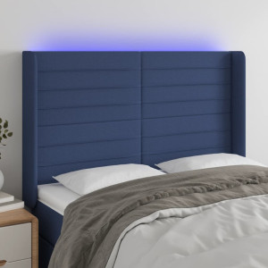 Cabeceira LED em tecido azul 147x16x118/128 cm D