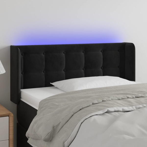 Cabecero con LED de terciopelo negro 103x16x78/88 cm D