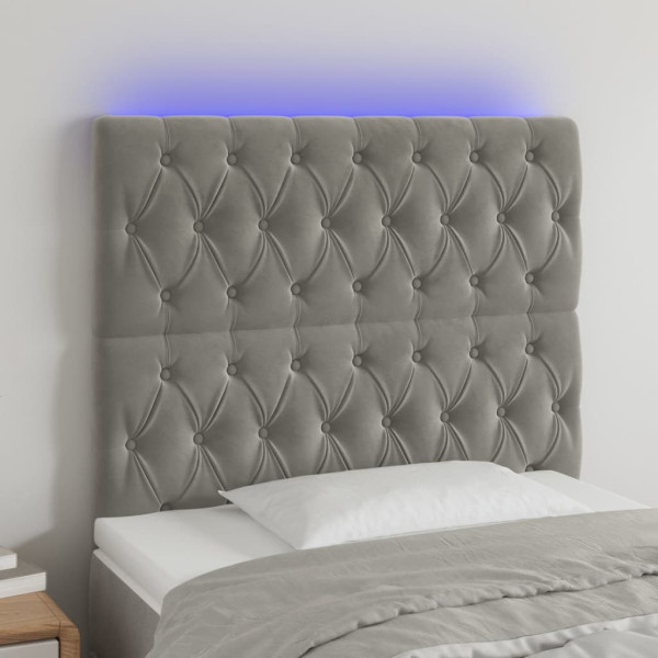 Cabecero con luces LED terciopelo gris claro 90x7x118/128 cm D