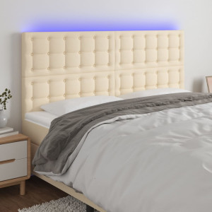 Cabeceira com luzes LED tecido creme 180x5x118/128 cm D