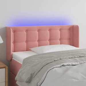 Cabeceira de veludo rosa com LED 103x16x78/88 cm D