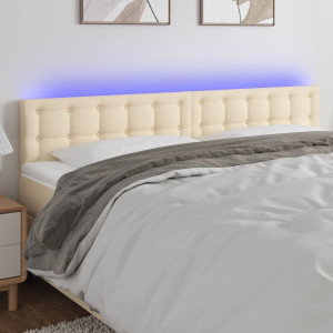 Cabeceira em tecido creme com LED 160x5x78/88 cm D