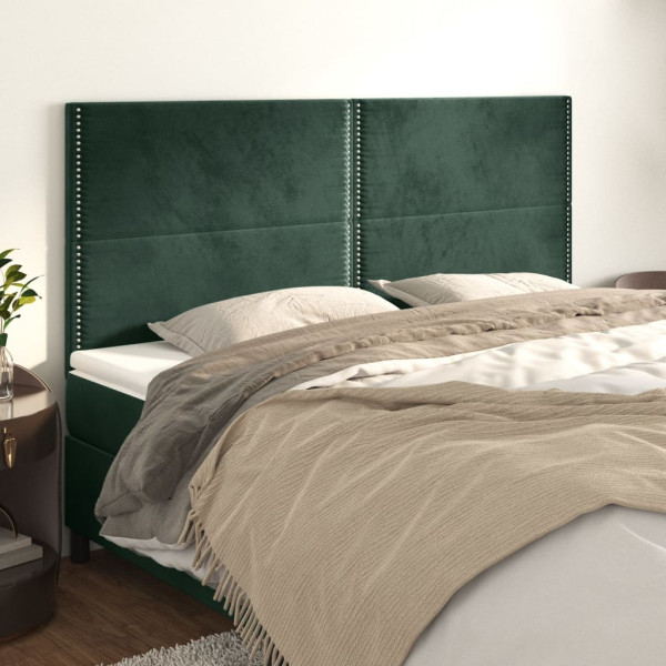 Cabeceiras 4 unidades de veludo verde escuro 80x5x78/88 cm D