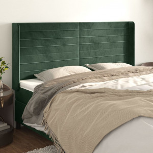 Cabela de cabeceira com orelhas de veludo verde escuro 183x16x118/128cm D