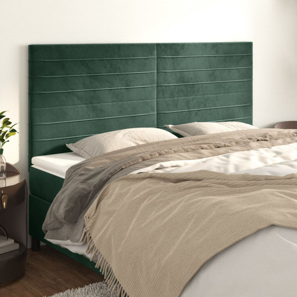 Cabeceiras 4 unidades de veludo verde escuro 90x5x78/88 cm D