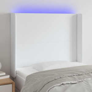 Cabeçalho com LED de couro sintético branco 83x16x118/128 cm D