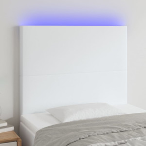 Cabeceira com luzes LED couro sintético branco 80x5x118/128 cm D