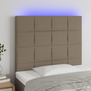 Cabeceira com luzes LED tecido cinza taupe 80x5x118/128 cm D