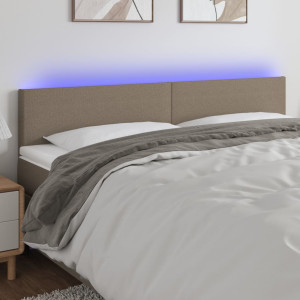 Cabeceira com LED em tecido cinza taupe 180x5x78/88 cm D