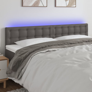 Cabeceira com LED couro sintético cinza 180x5x78/88 cm D